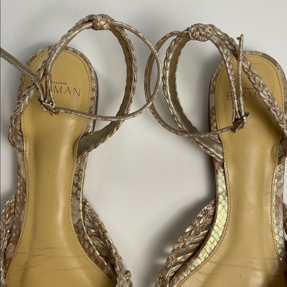 ALEXANDRE BIRMAN Agatha Flat Sandals Metallic Gold Leather. 39.5. - Picture 4 of 14